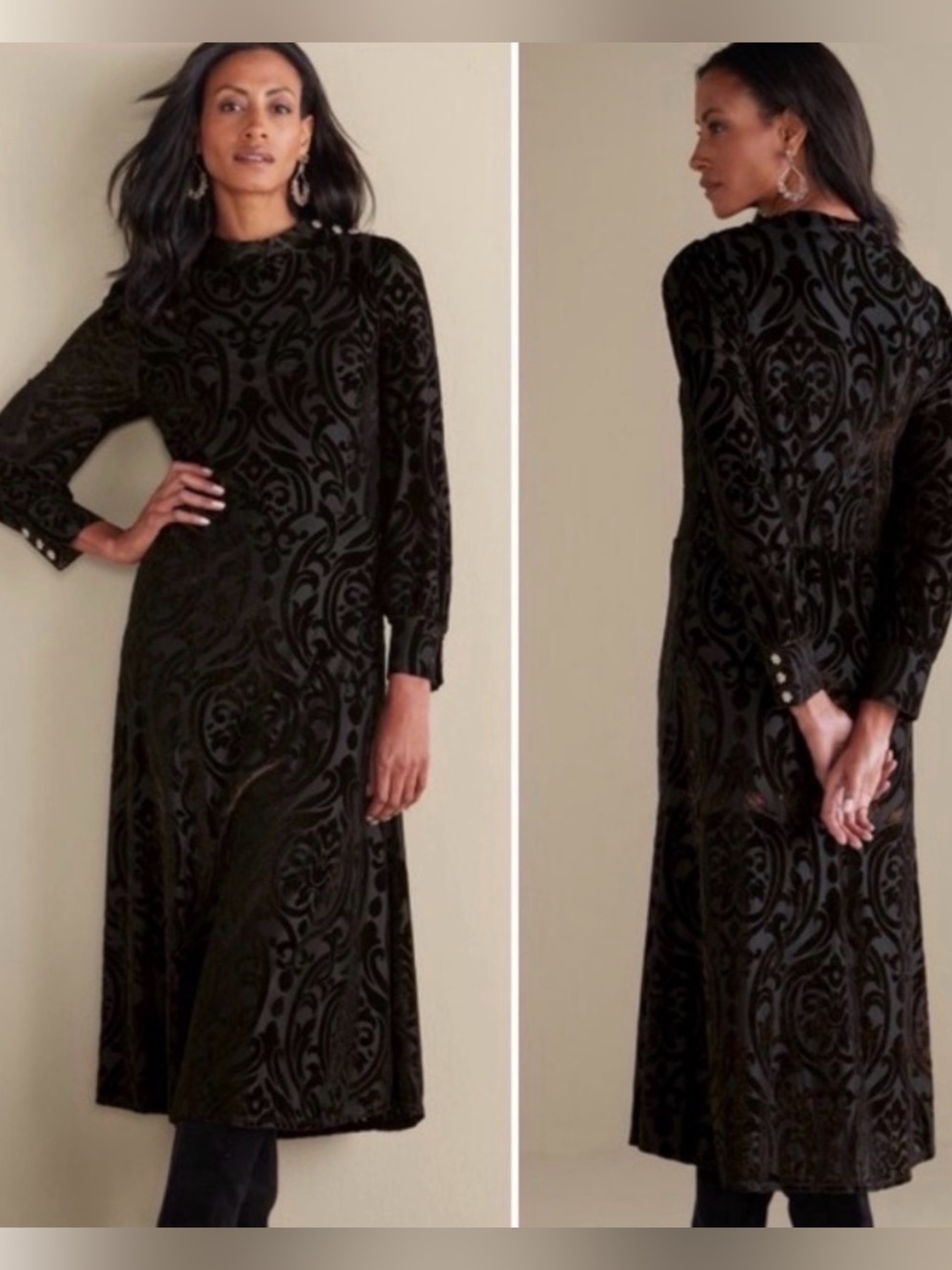 Soft Surroundings | New Hadley burnout velvet midi dress Women size 22W NWT